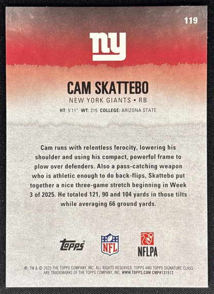 Cam Skattebo 2025 Topps Signature Class Rookie Giants Sports Trading Cards