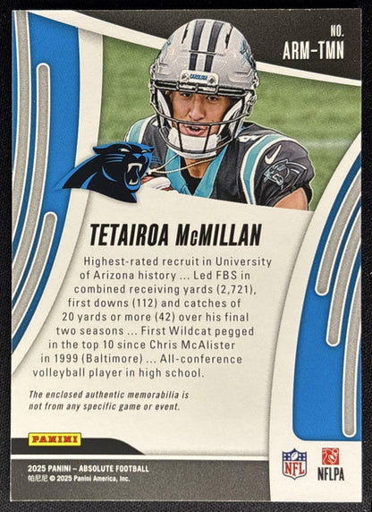 Tetairoa McMillan 2025 Panini Absolute Rookie Materials Panthers Sports Trading Cards