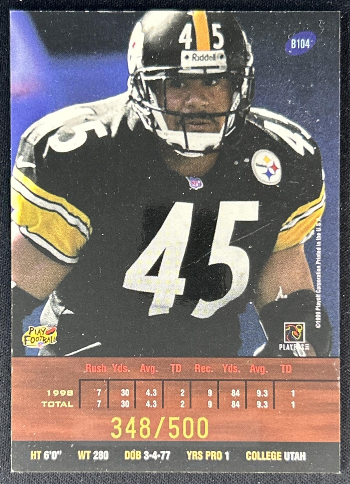 Chris Fuamatu-Ma afala 1999 Playoff Prestige SSD Spectrum Green /500 Steelers back