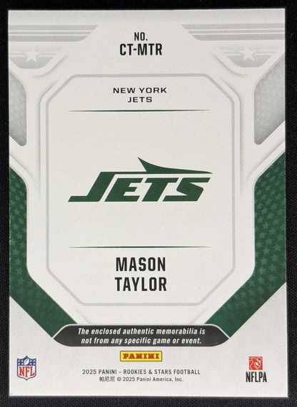 Mason Taylor 2025 Panini Rookies & Stars Cross Training Jets back