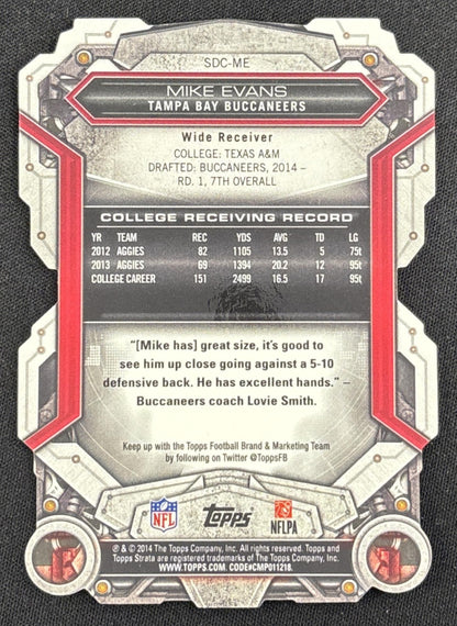 Mike Evans 2014 Topps Strata Die Cuts Buccaneers back