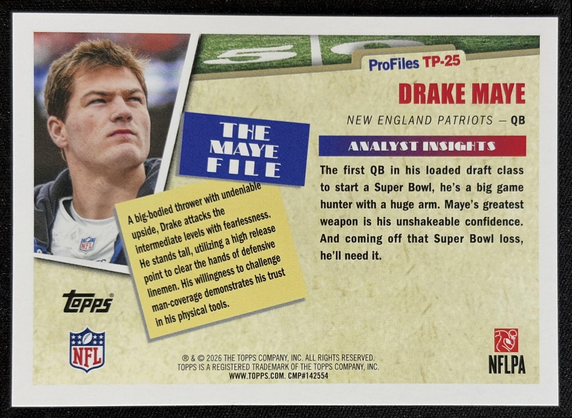 Drake Maye 2026 Topps Profiles Patriots back