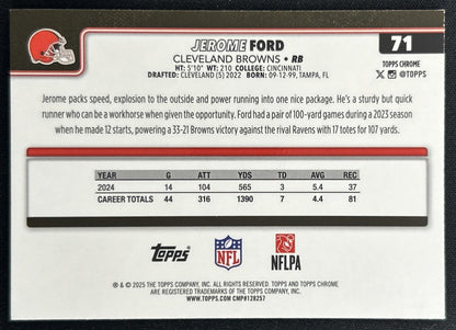 Jerome Ford 2025 Topps Chrome Teal Refractor /299 Browns