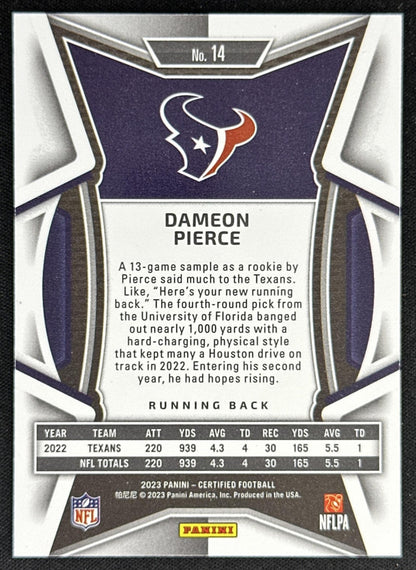 Dameon Pierce 2023 Panini Certified Bronze Mirror /275 Texans