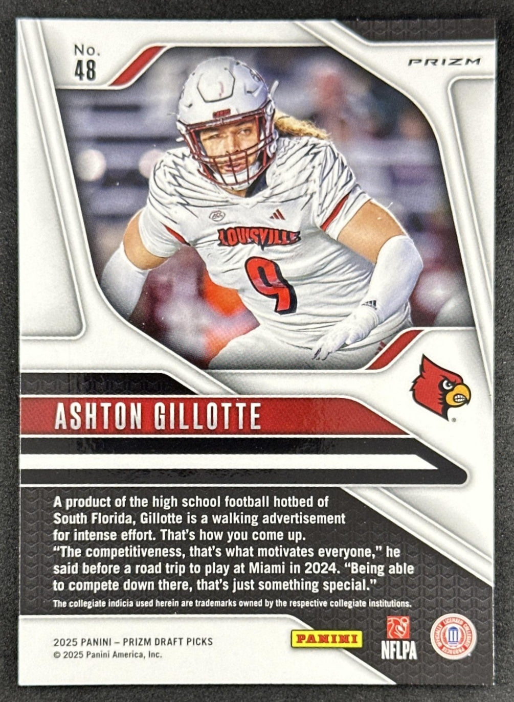 Ashton Gillotte 2025 Panini Prizm Draft Picks Red Ice Cardinals Sports Trading Cards