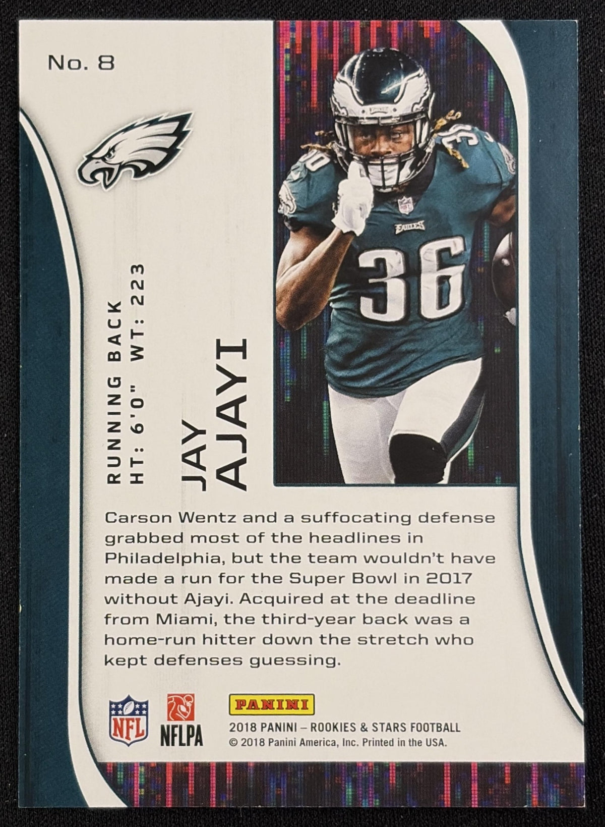 Jay Ajayi 2018 Panini Rookies & Stars Red and Blue /25 Eagles - Back