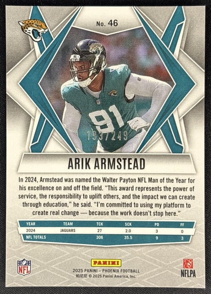 Arik Armstead 2025 Panini Phoenix Purple Hyper Prizm /249 Jaguars back