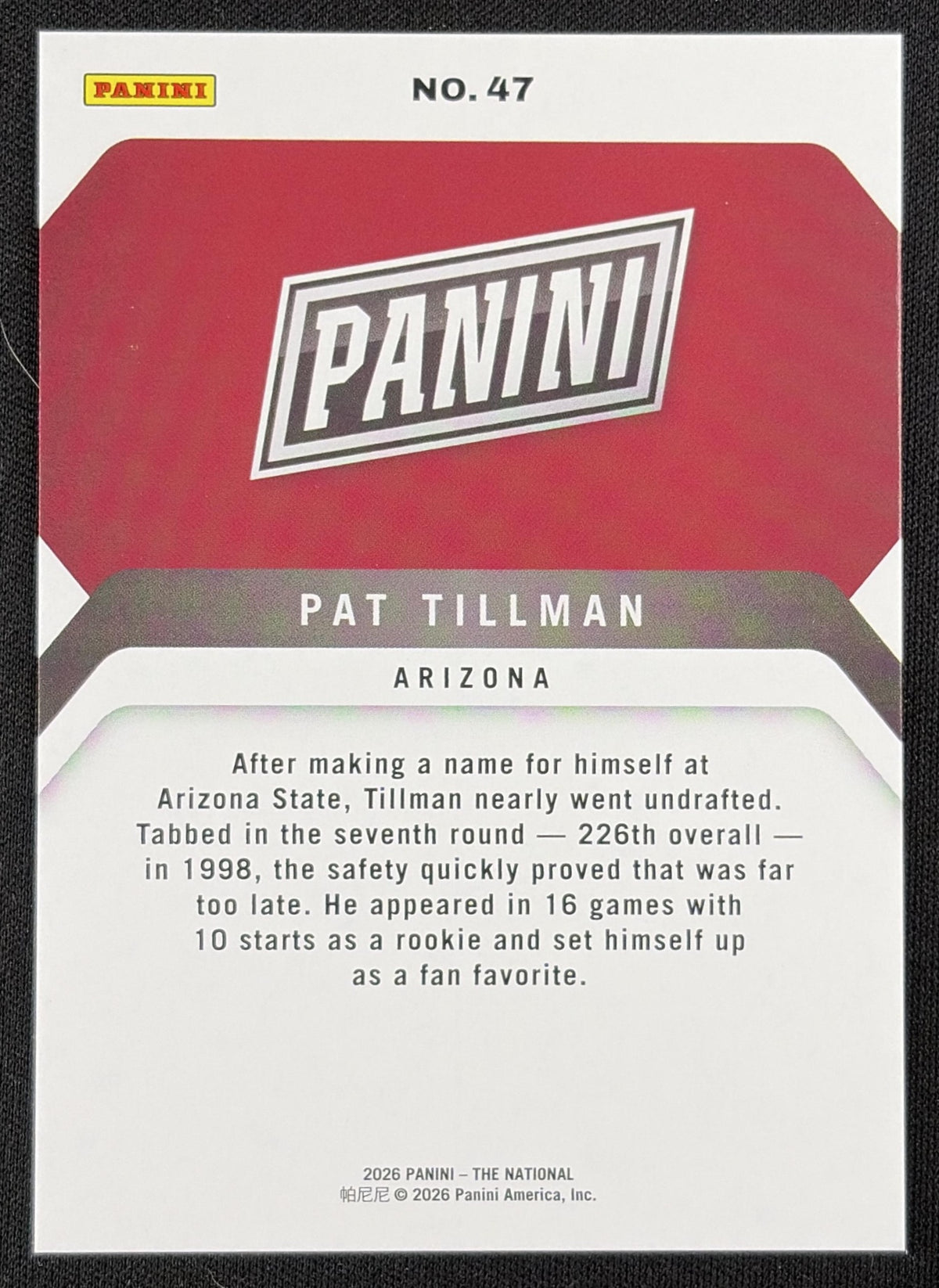 Pat Tillman 2026 Panini NSCC Silver Pack