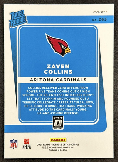 Zaven Collins 2021 Panini Donruss Optic Red Stars Cardinals Back