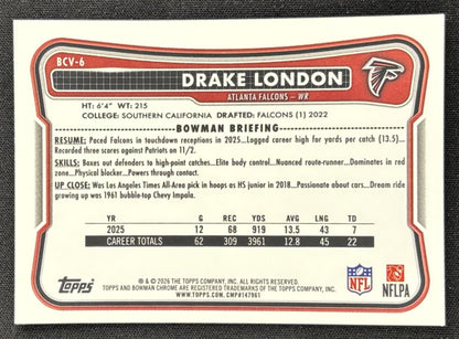 Drake London 2026 Bowman Chrome NFL Mojo Refractor Falcons