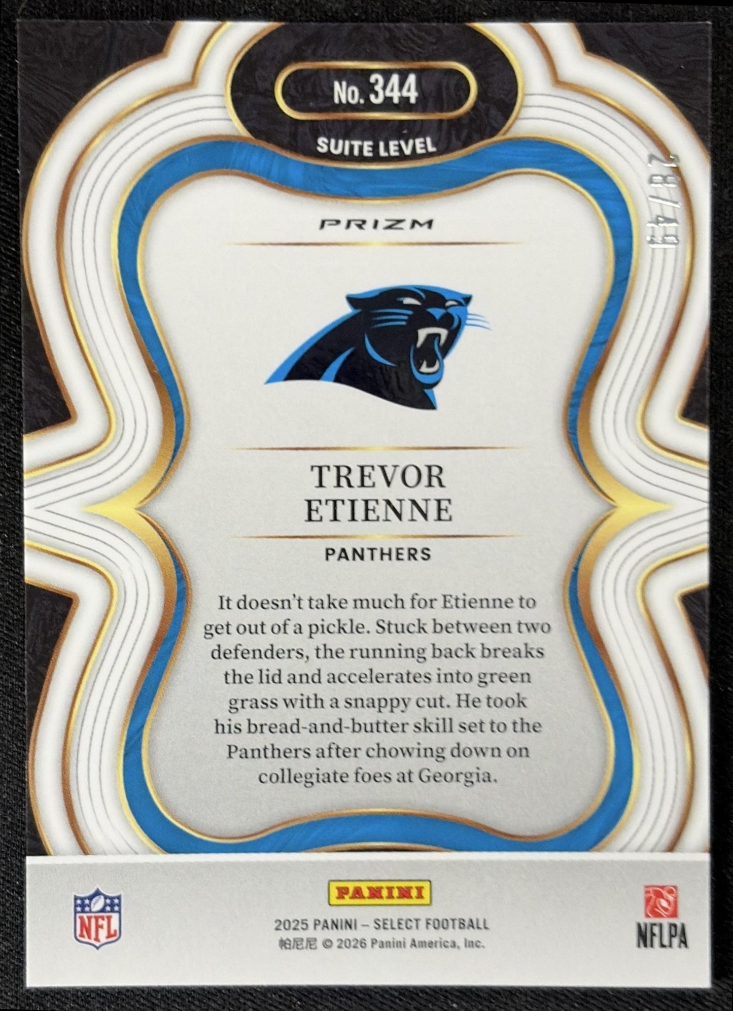 Trevor Etienne 2025 Panini Select Suite Level Red Prizm /49 Panthers