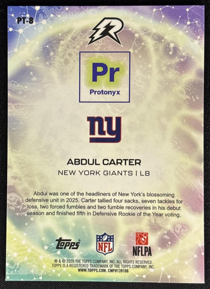 Abdul Carter 2025 Topps Resurgence Protonyx Giants