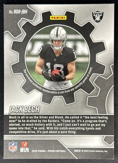Jack Bech 2025 Panini Prizm Rookie Gear Raiders Sports Trading Cards