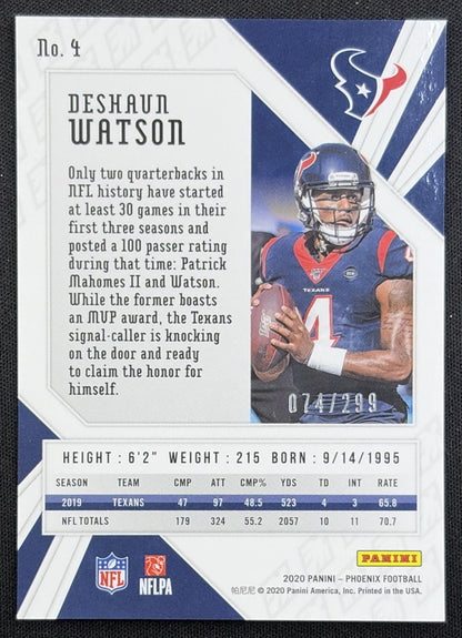 Deshaun Watson 2020 Panini Phoenix Red /299 Texans Houston Texans