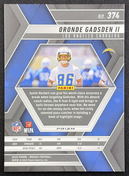 Oronde Gadsden II 2025 Panini Mosaic Rookies Red Prizm Chargers Los Angeles Chargers