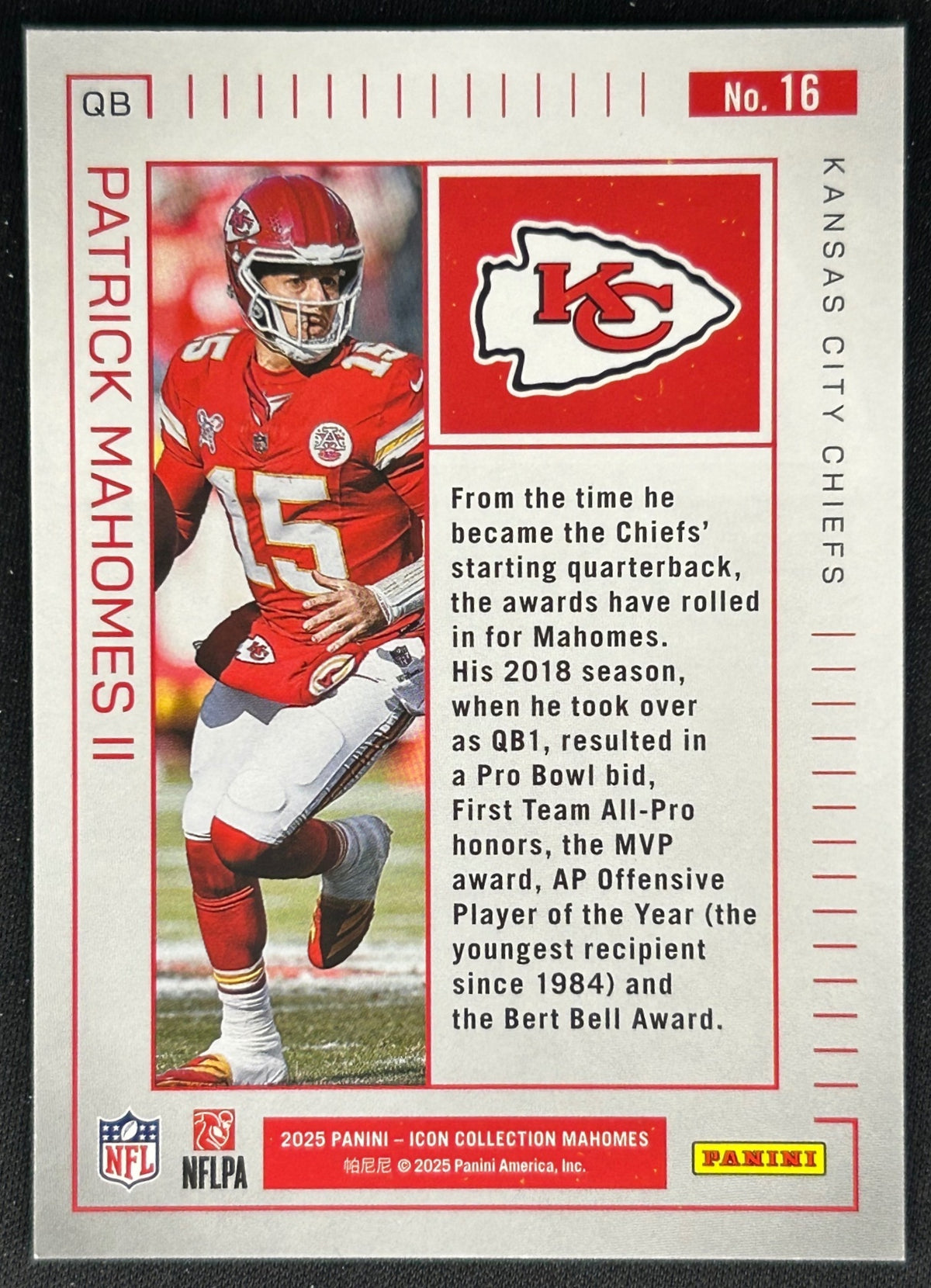 Patrick Mahomes II 2025 Icon Highlights No.16 Chiefs Sports Trading Cards