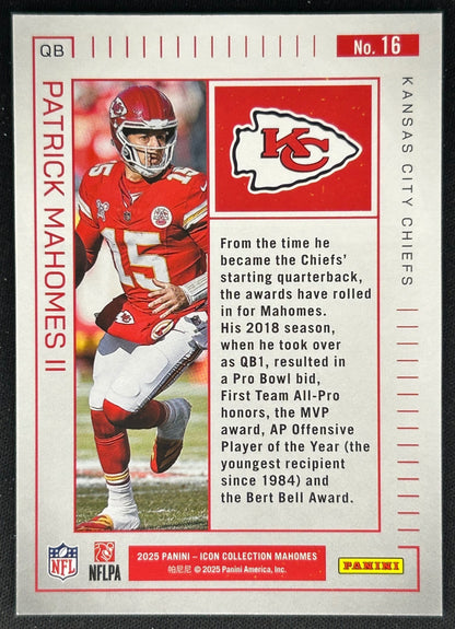 Patrick Mahomes II 2025 Icon Highlights No.16 Chiefs Sports Trading Cards