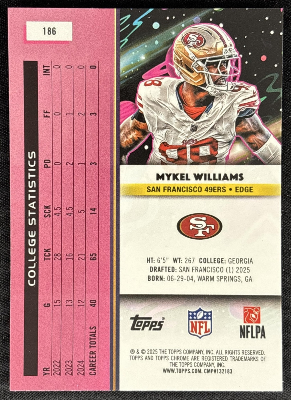 Mykel Williams 2025 Topps Cosmic Chrome 49ers