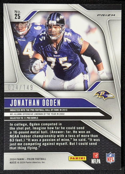 Jonathan Ogden 2024 Panini Prizm Red Wave /149 Ravens