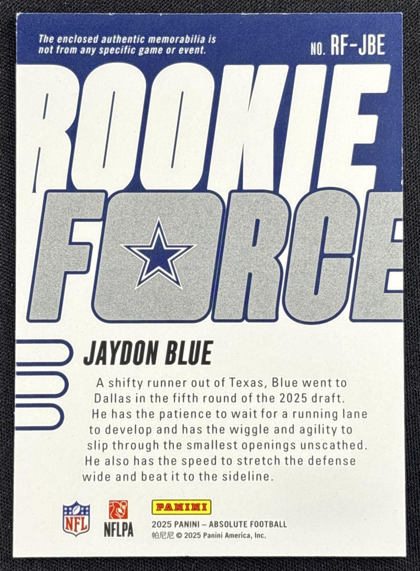 Jaydon Blue 2025 Panini Absolute Rookie Force Cowboys
