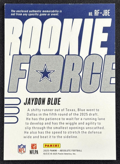 Jaydon Blue 2025 Panini Absolute Rookie Force Cowboys