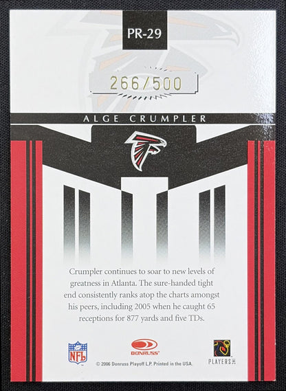 Alge Crumpler 2006 Donruss Gridiron Gear Performers Gold /500 Falcons