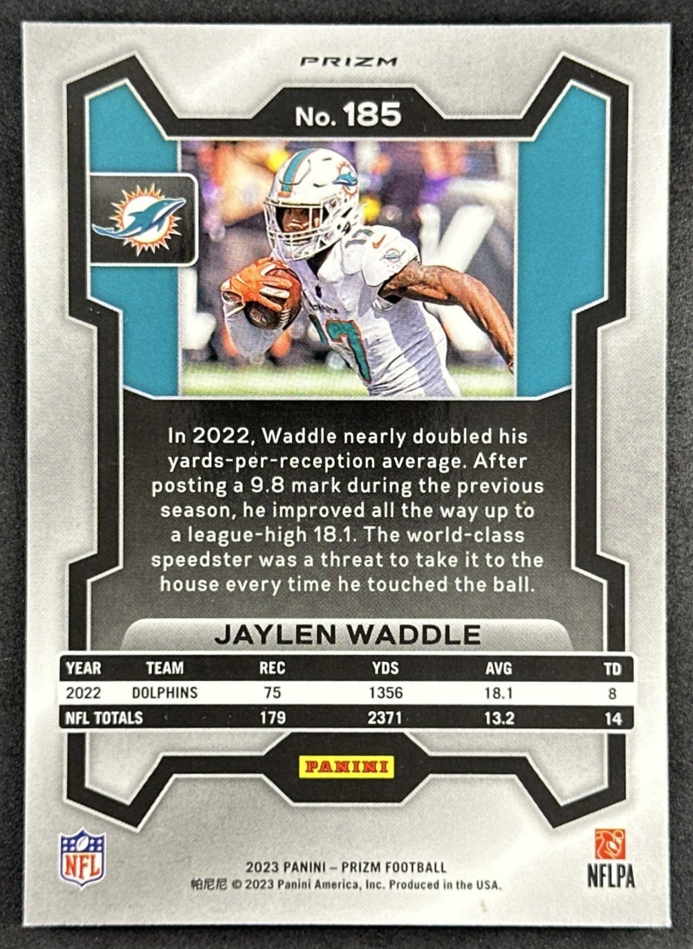 Jaylen Waddle 2023 Panini Prizm Silver Dolphins Sports Trading Card