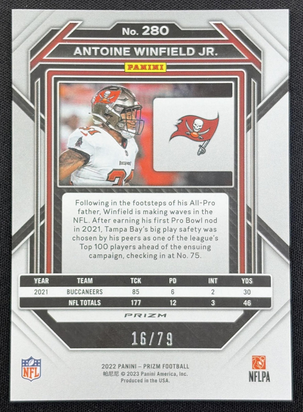 Antoine Winfield Jr. 2022 Panini Prizm No Huddle Blue /79 Buccaneers