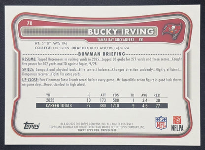 Bucky Irving 2026 Bowman NFL Pink /250 Buccaneers