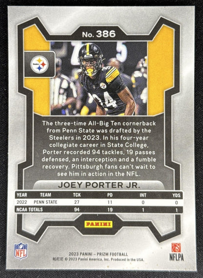 Joey Porter Jr. 2023 Panini Prizm Steelers Sports Trading Card