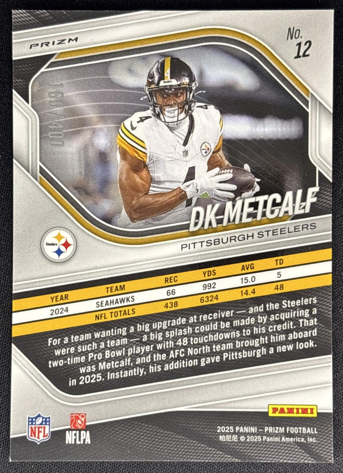 DK Metcalf 2025 Panini Prizm Pandora /400 Steelers Sports Trading Cards