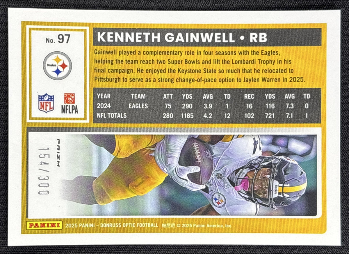 Kenneth Gainwell 2025 Panini Donruss Optic Wave Prizm /300 Steelers