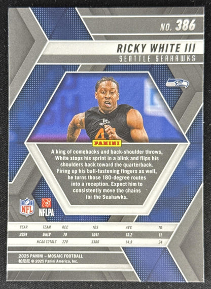 Ricky White III 2025 Panini Mosaic Rookies Seahawks Seattle Seahawks Sports Trading Card