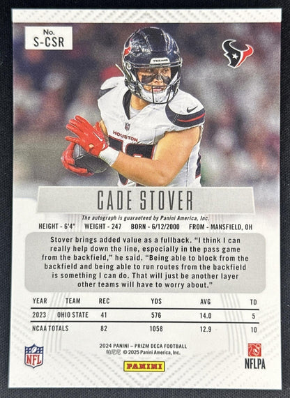 Cade Stover 2024 Panini Prizm Deca Signatures Silver Texans Sports Trading Cards