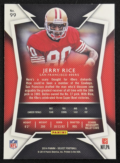 Jerry Rice 2014 Panini Select 49ers - back
