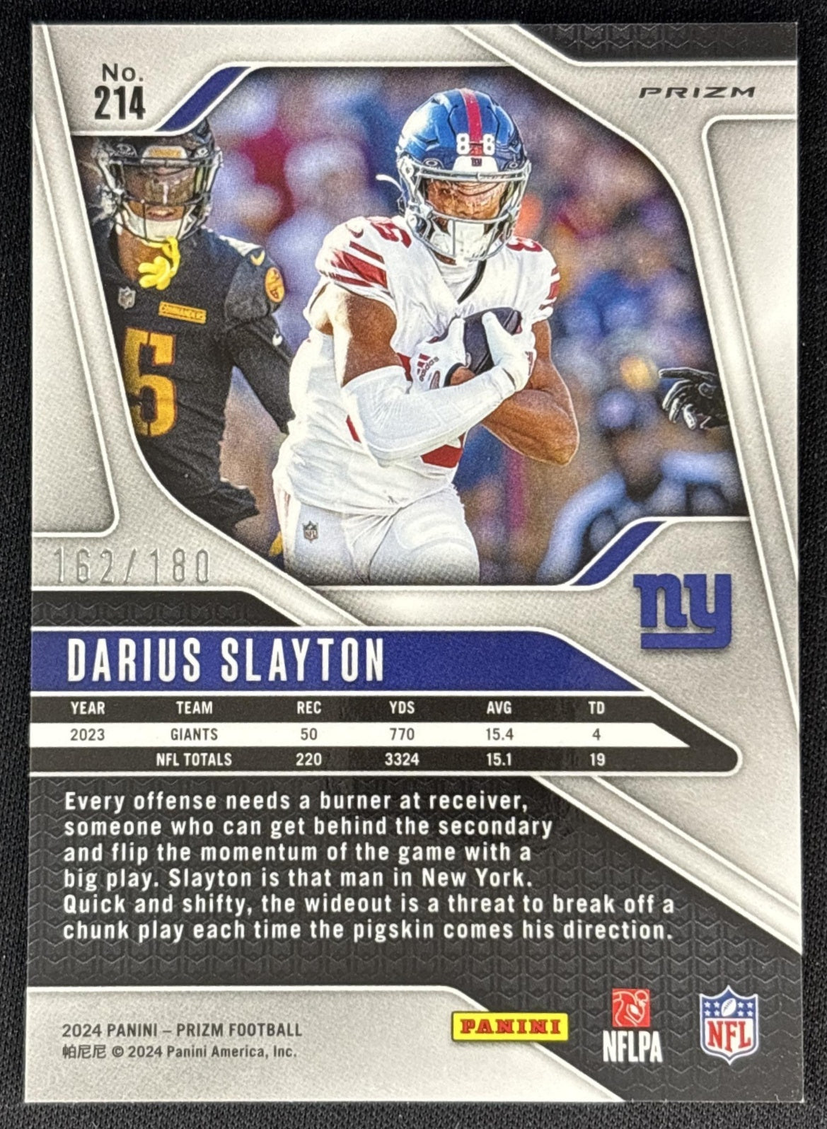 Darius Slayton 2024 Panini Prizm Hyper /180 Giants Back