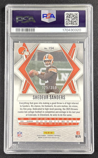 Shedeur Sanders 2025 Panini Phoenix Fire Burst Prizm /350 PSA 9 170430320