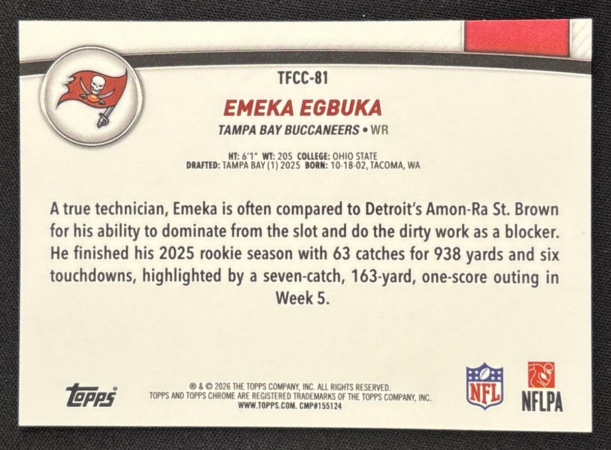 Emeka Egbuka 2026 Topps The Collection Chrome Buccaneers