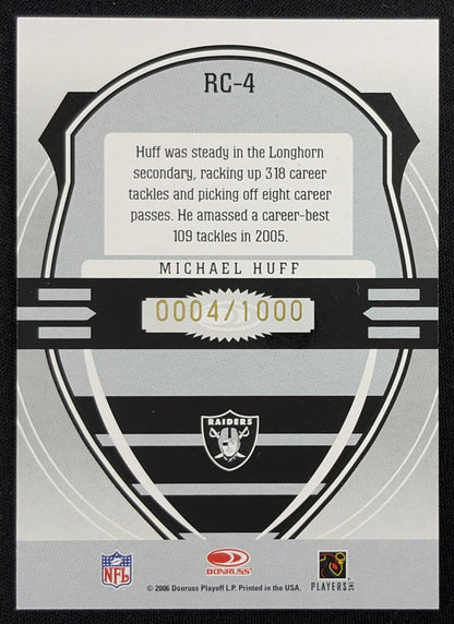 Michael Huff 2006 Leaf Rookies & Stars Rookie Crusade Red /1000 Raiders