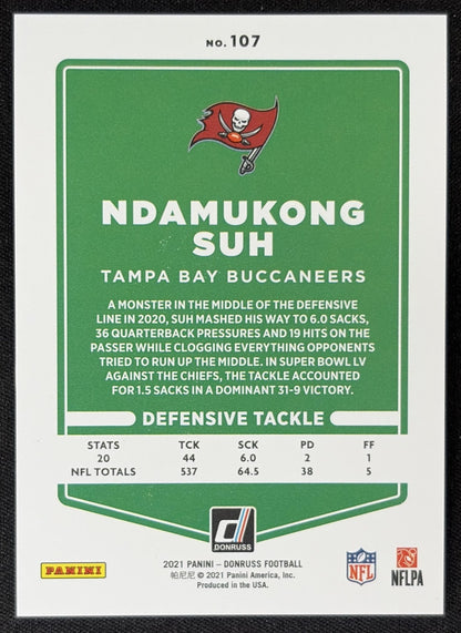Ndamukong Suh 2021 Panini Donruss Press Proof Premium Buccaneers - Tampa Bay Buccaneers
