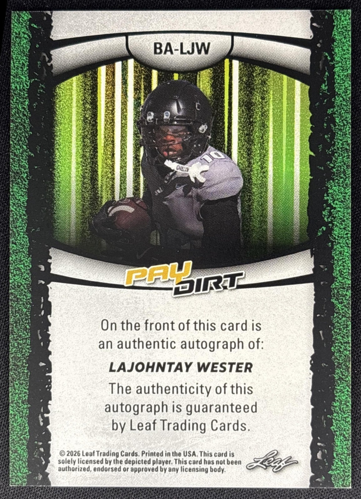 LaJOhntay Wester 2026 Leaf Paydirt Auto Orange /65 back