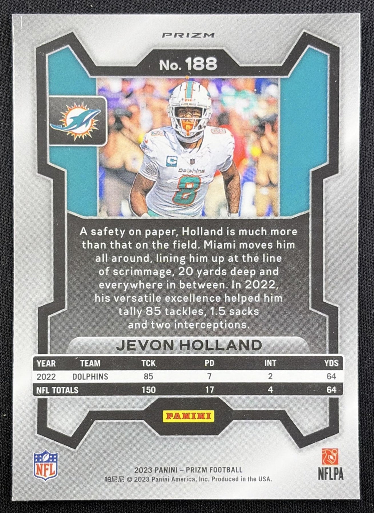 Jevon Holland 2023 Panini Prizm Green Wave Dolphins