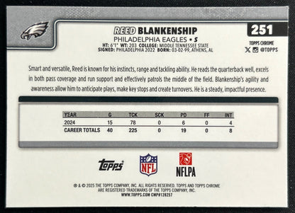 Reed Blankenship 2025 Topps Chrome Eagles Sports Trading Cards