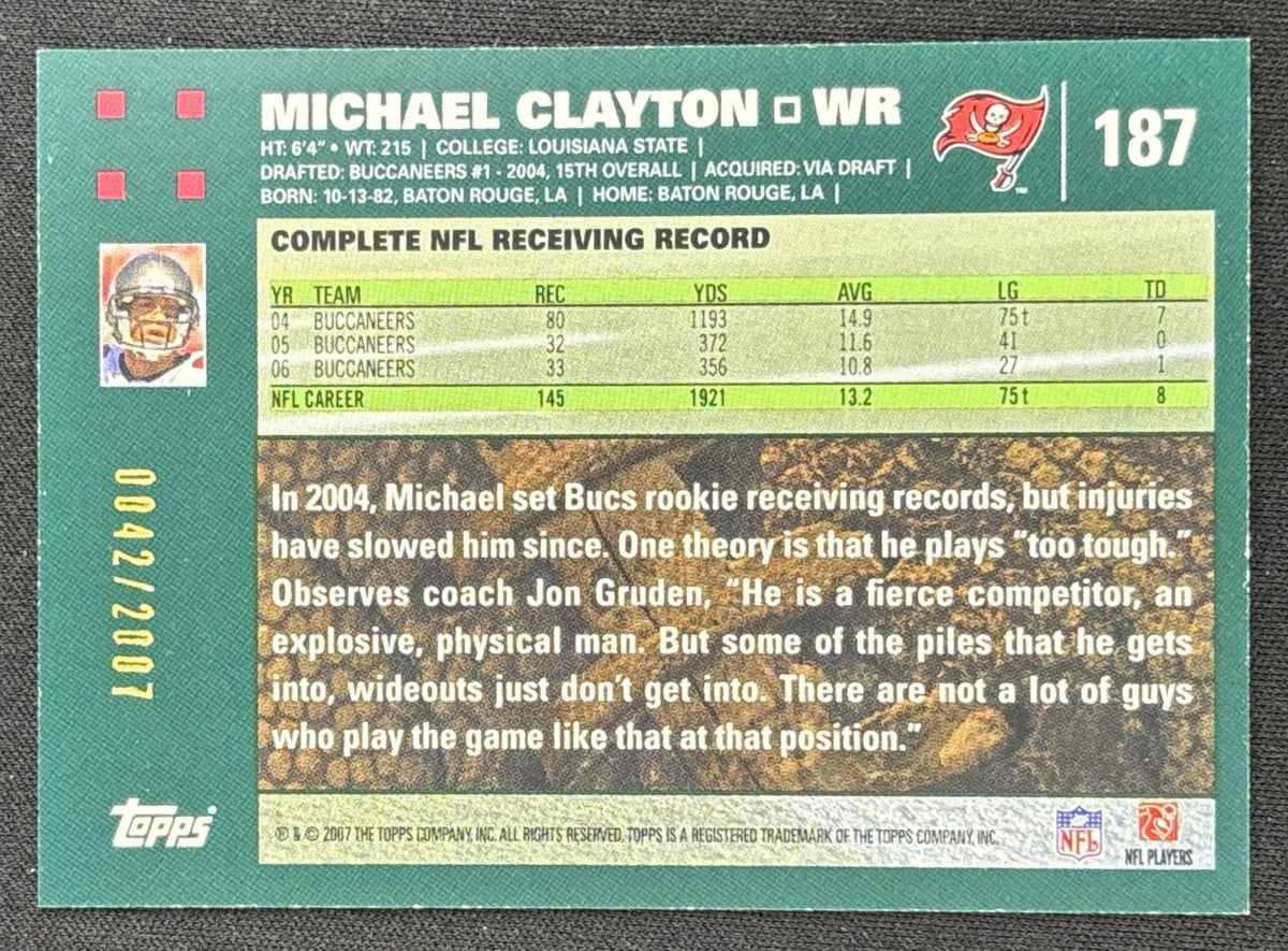 Michael Clayton 2007 Topps Copper /2007 Buccaneers