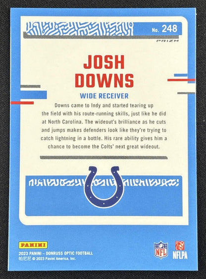 Josh Downs 2023 Panini Donruss Optic Blue Hyper Prizm Colts