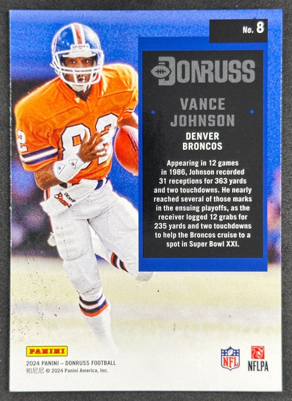 Vance Johnson 2024 Donruss Retro 1994 Broncos Sports Trading Card