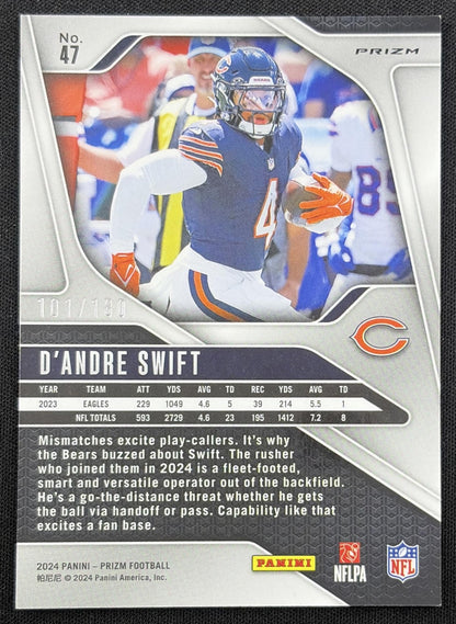 DAndre Swift 2024 Panini Prizm Hyper /180 Bears back