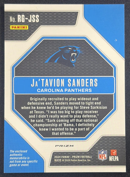 Ja'Tavion Sanders 2024 Panini Prizm Rookie Gear Panthers