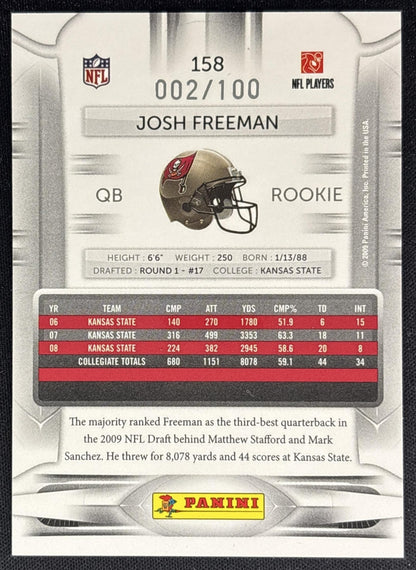 Josh Freeman 2009 Panini Playoff Prestige Xtra Points Red /100 Buccaneers back