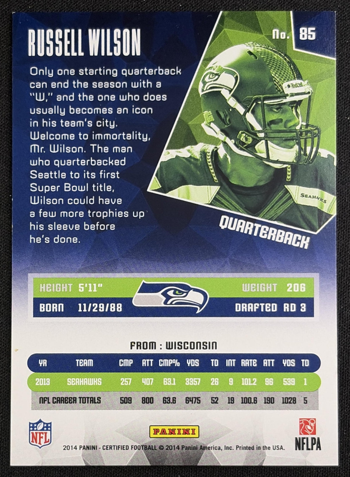 Russell Wilson 2014 Panini Certified Blue /99 Seahawks